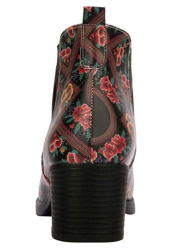 Women Vegan Leather Multicolor Ankle Boots - Beauty In The Broken Frida Kahlo Design — Product image 7 of 8