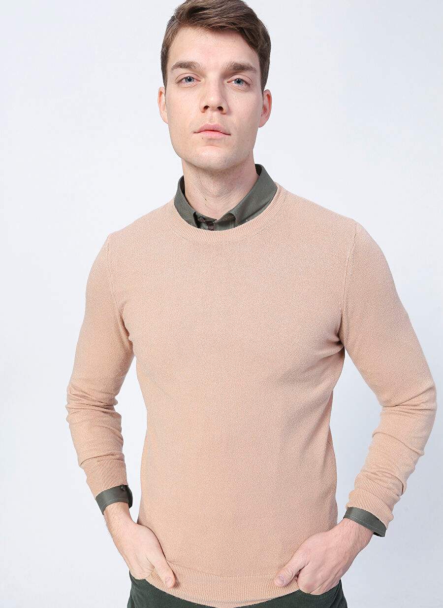 Polo Studio X Factory O Collar Dar Mold Taba Male Sweater VIA — صورة المنتج 4 من 6