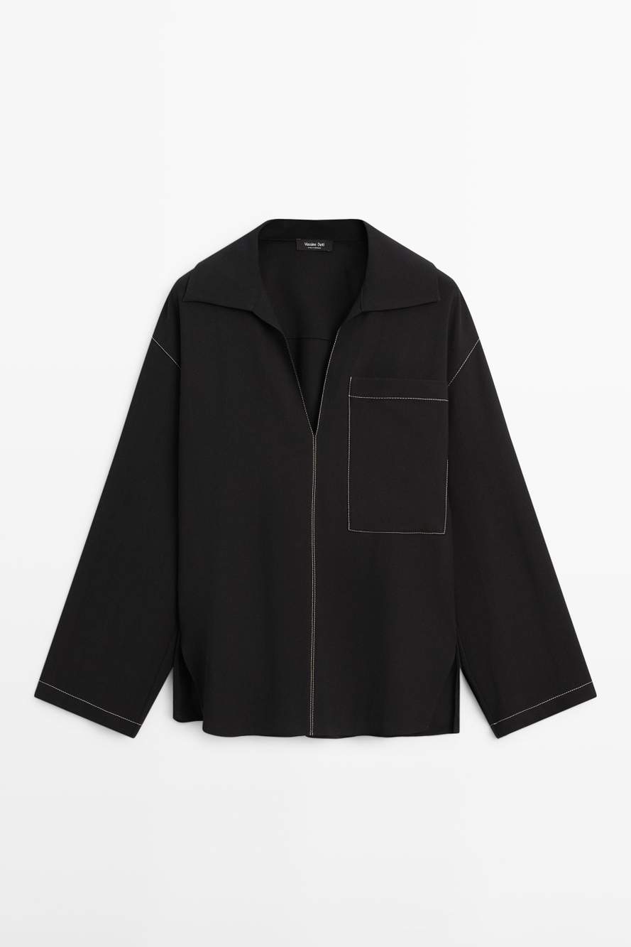 Flowing wool blend overshirt with pocket detail — Product image 7 of 14
