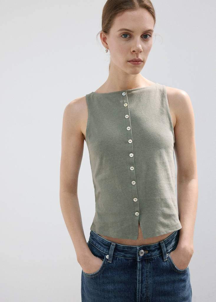 Cotton gilet with buttons — Product image 3 of 9