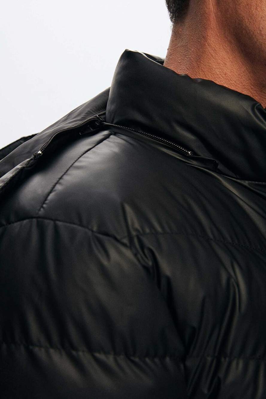 Ds Groom Slim Fit Black Water Pusher Ruzgar Gecirmez Fiber Filled Leather Goluumlu Ckarliz Kapusonl — Product image 4 of 7