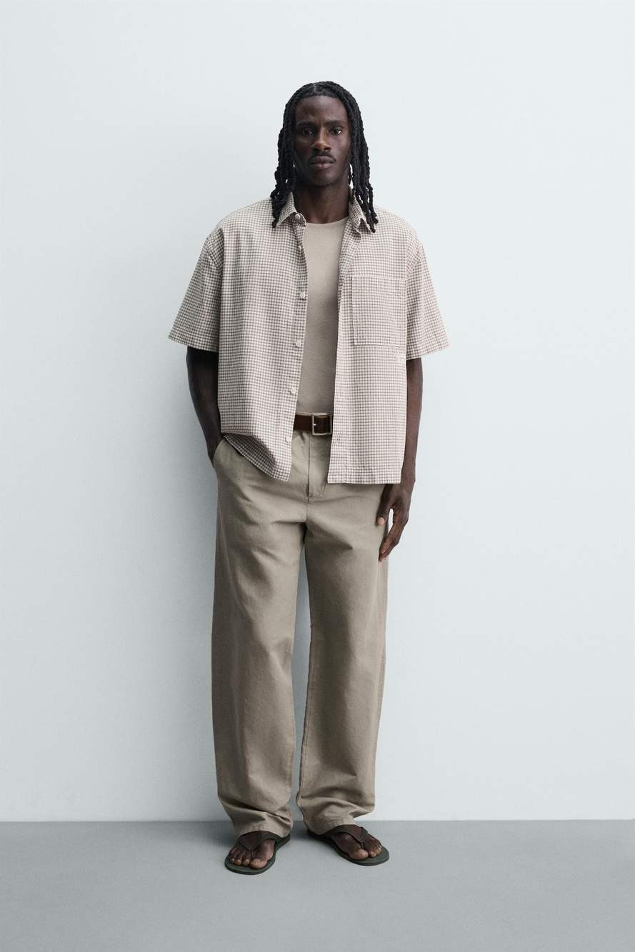 RELAXED FIT CHECKED SLOGAN SHIRT — Product image 6 of 8