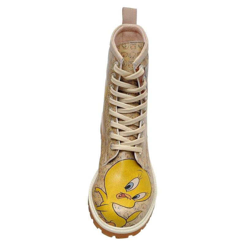Women Vegan Leather Beige Long Boots - Warner Bros Tweety Moods Design — Product image 6 of 7