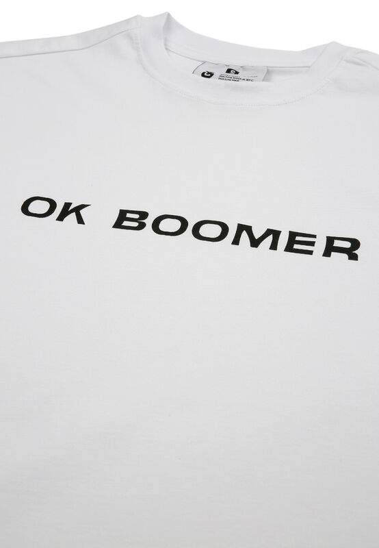 Men Vegan White T-Shirt - Ok Boomer Design — Product image 3 of 3