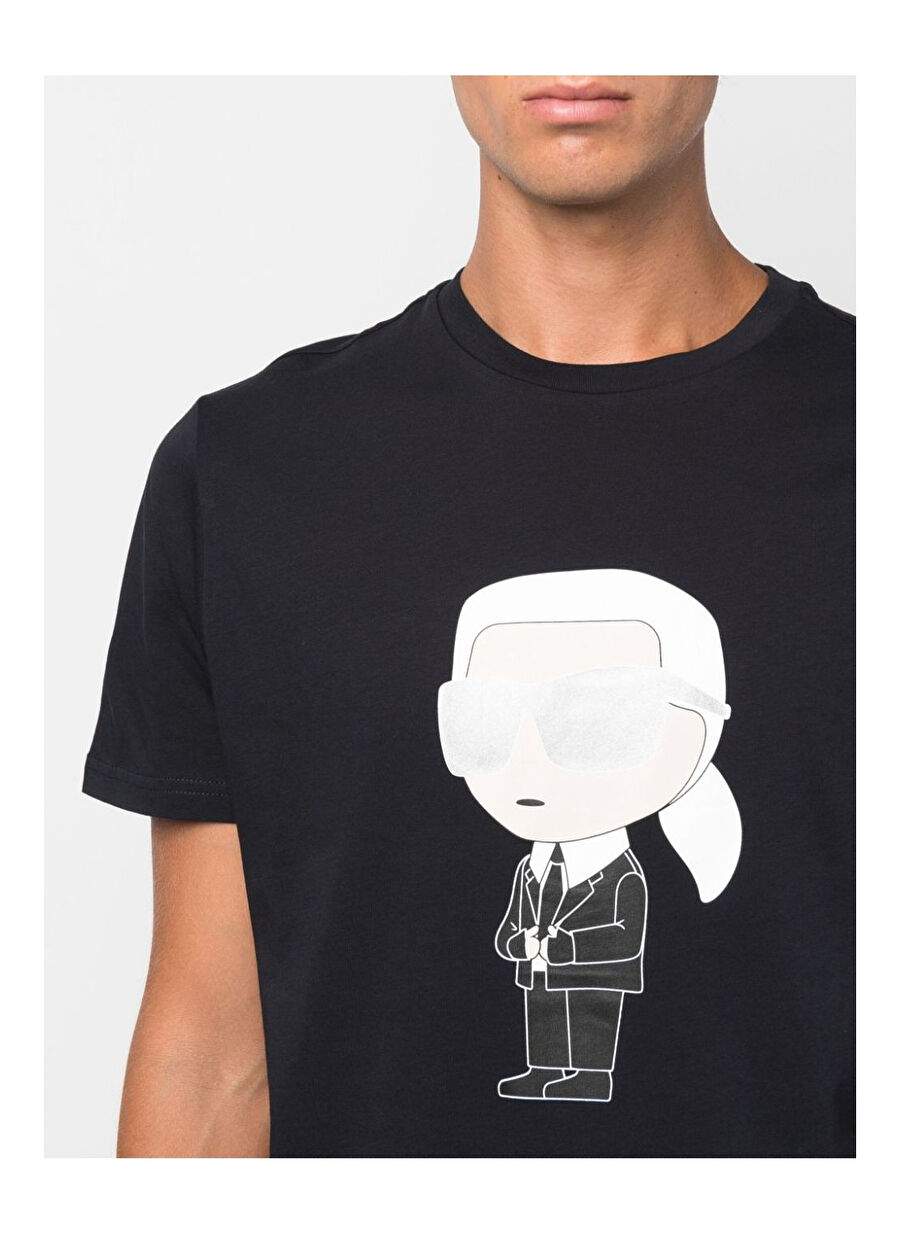 KARL LAGERFELD Bisiklet Yaka Siyah Erkek T-Shirt 755071500251 — صورة المنتج 3 من 4
