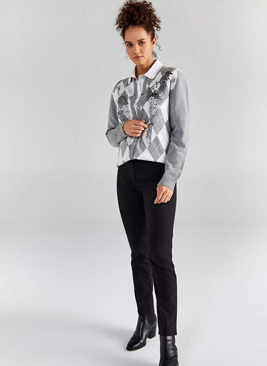 Faik Sönmez  Normal Bel Slim Fit  Siyah Kadın Pantolon  -  B00052 — صورة المنتج 3 من 6