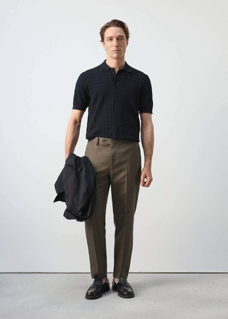 100% cotton braided knitted polo shirt — Product image 23 of 29