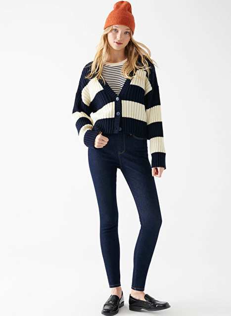 Mavi Sere Yüksek Bel Dar Paça Skinny Fit Kadın Denim Pantolon M100980-82996