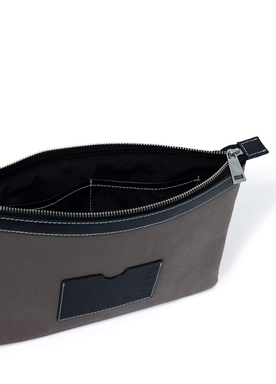 Stitched Vizon Siyah Kanvas Kadın Clutch Çanta — صورة المنتج 3 من 4