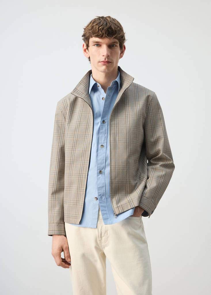Prince of Wales check jacket with funnel neck — Product image 3 of 11