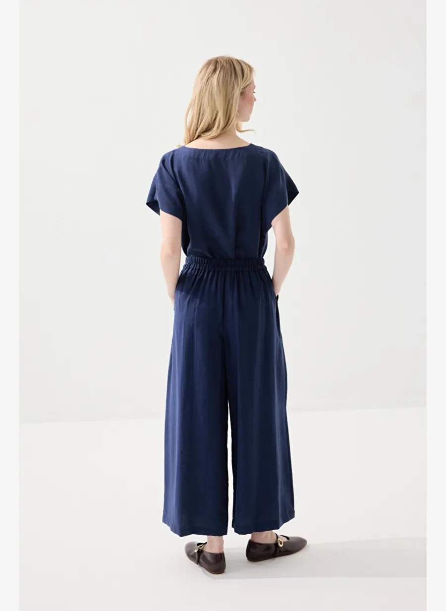 Gusto Bol Paça Tencel Pantolon - Lacivert — صورة المنتج 4 من 4