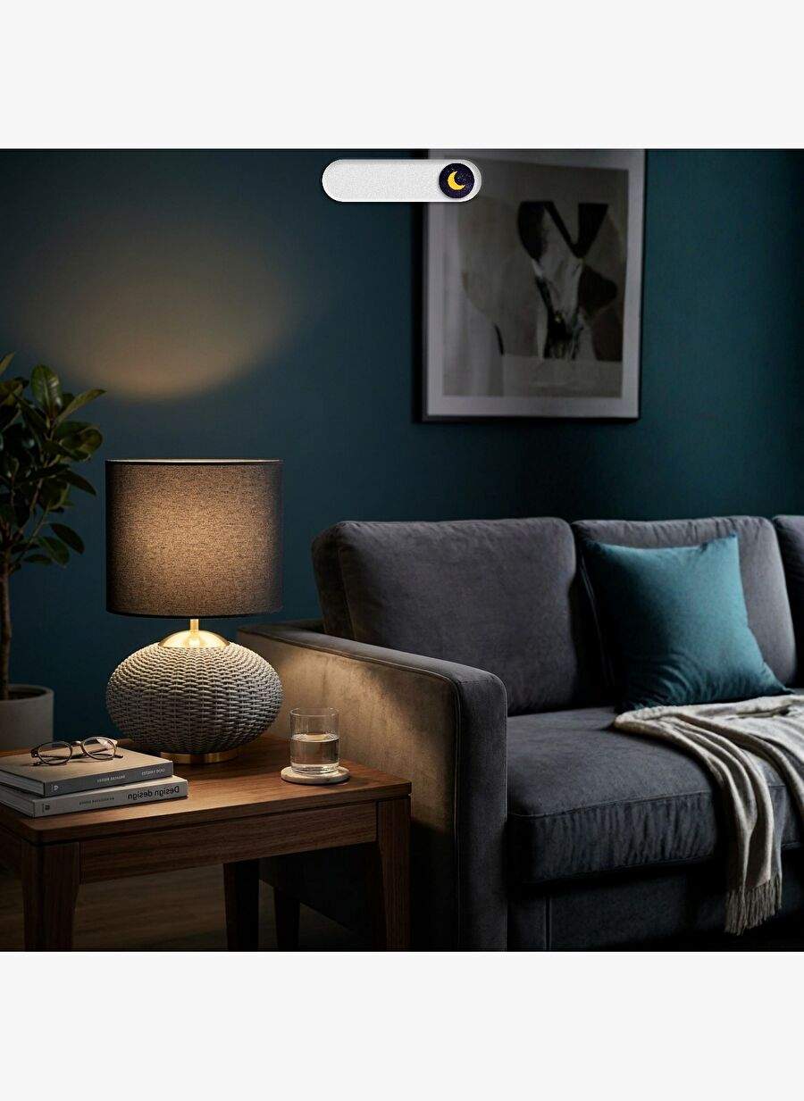 Avior Gri Gövde Siyah Başlık Dekoratif Rattan Abajur — Product image 5 of 8