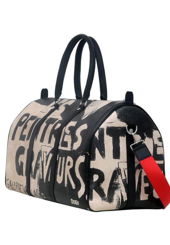 Unisex Vegan Leather Black Duffle Bag - Les Peintres Design — صورة المنتج 3 من 6