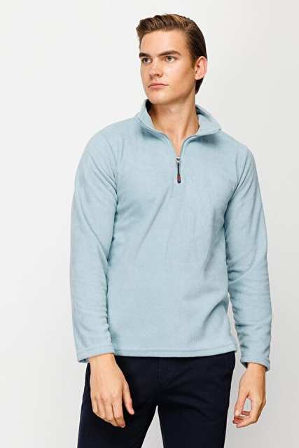 Men's Blue Standard Yarim Zipper Polar
