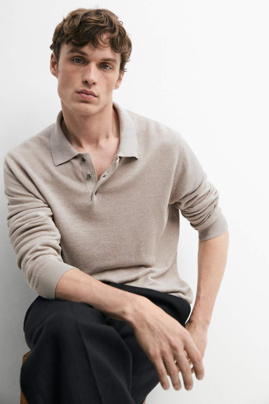 100% linen knit polo collar sweater — Product image 5 of 12