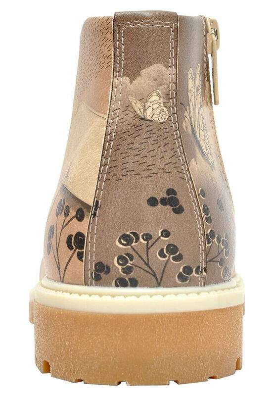 Women Vegan Leather Brown Zipper Ankle Boots - Lady Butterfly Design — Product image 6 of 7