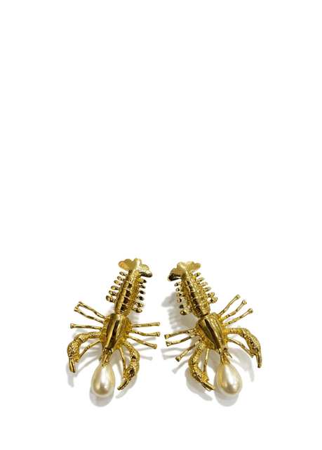 Astice Gold Pearl 22K Gold Plated Women's Earrings