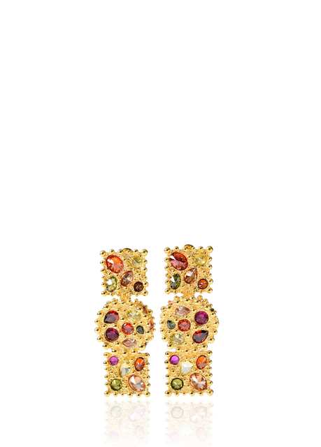 Monarch Flare 22K Gold Plated Brass Zircon Stone Women's Earrings