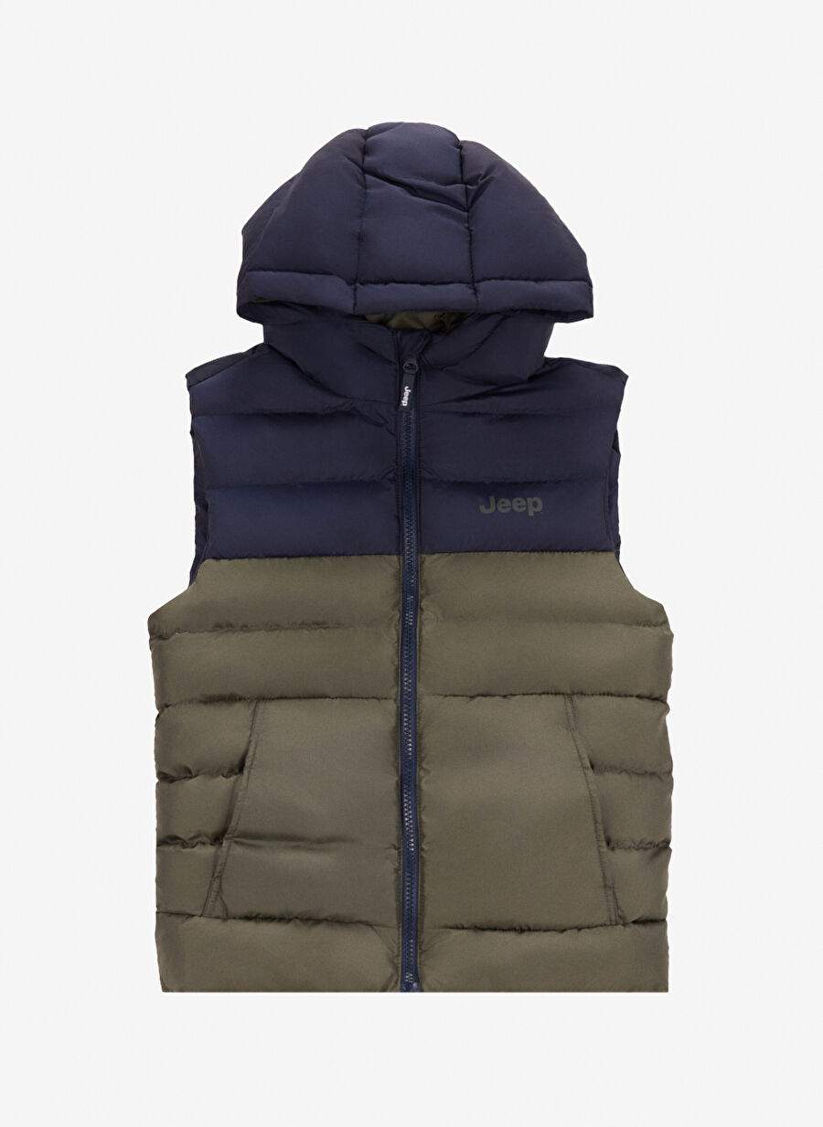 Jeep Haki Erkek Cocuk Kapuson Yaka Relaxed Fit Baskl Puffer Yelek J4wb Ylk7717 — صورة المنتج 3 من 4