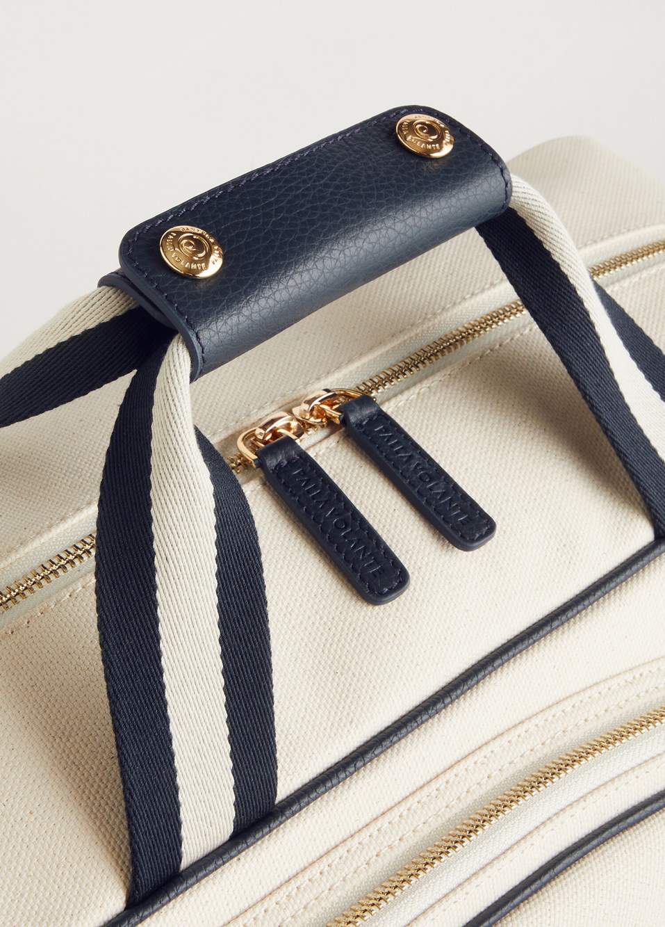 Cora Patterned Cream Canvas Unisex Duffel Bag — صورة المنتج 5 من 8