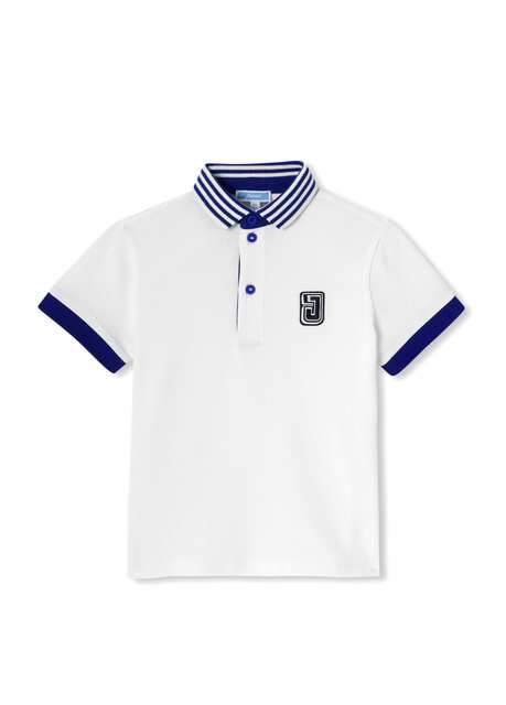 White Polo Collar Short Sleeve Boy T-shirt