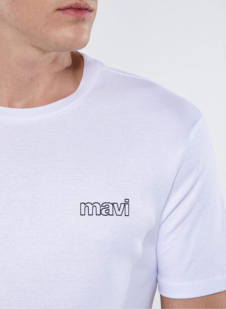 Mavi Bisiklet Yaka   Loose Fit Düz Beyaz Erkek T-Shirt  -  M0610360-620 — Product image 4 of 5