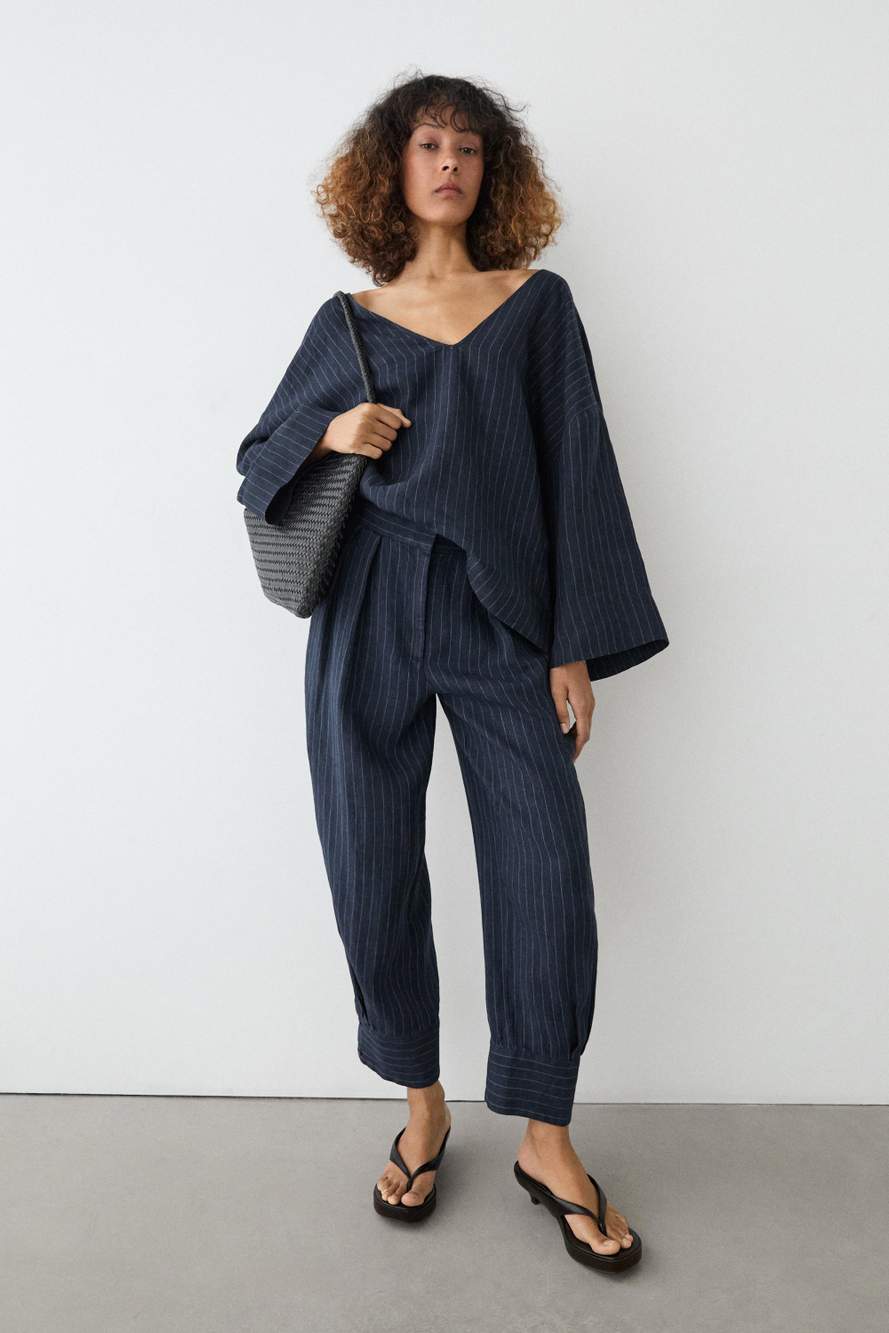 Striped linen sarouel trousers — Product image 14 of 19