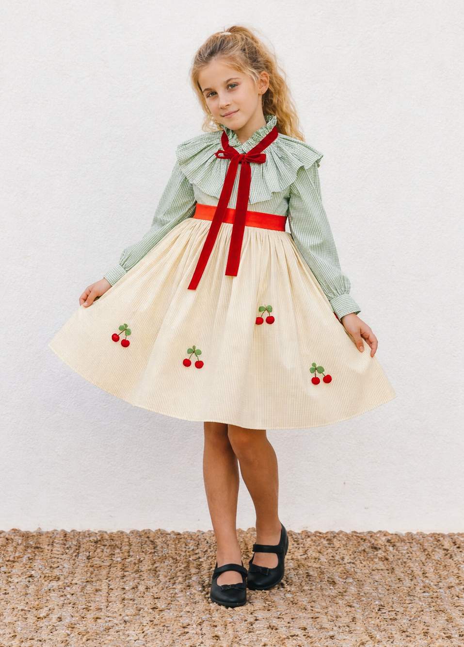 Colorful Cherry Detailed Girl's Dress — Product image 3 of 3