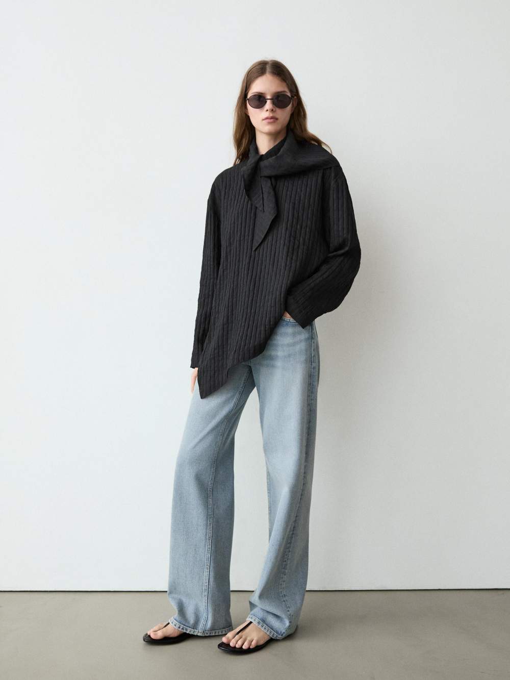 Striped flowing shirt with scarf detail — Product image 7 of 22