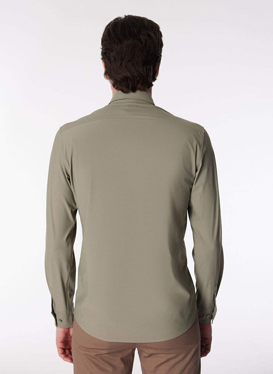 Duno Slim Fit Straight Green Men's Shirt DEMO DEIVA — Product image 5 of 5