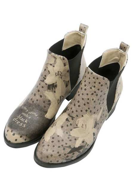 Women Vegan Leather Beige Ankle Boots - Black Dress Design