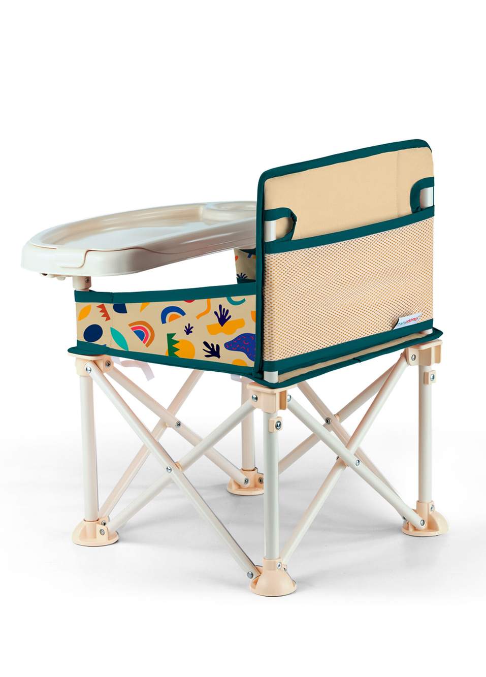 Plus Tropikal Desenli Bej Yükseltici Katlanabilir Portatif Mama Sandalyesi — Product image 5 of 7