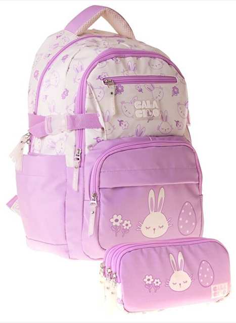 CalaCilo Rabbit Girl Boy Rabbit Printed School Backpack and Pencilling Set - SETTCC-C4041C