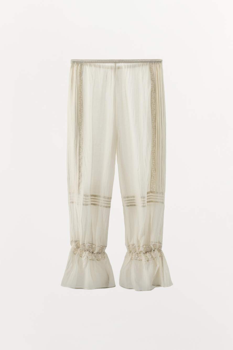 VISCOSE BLEND TROUSERS WITH LACE RUFFLE — Product image 13 of 14