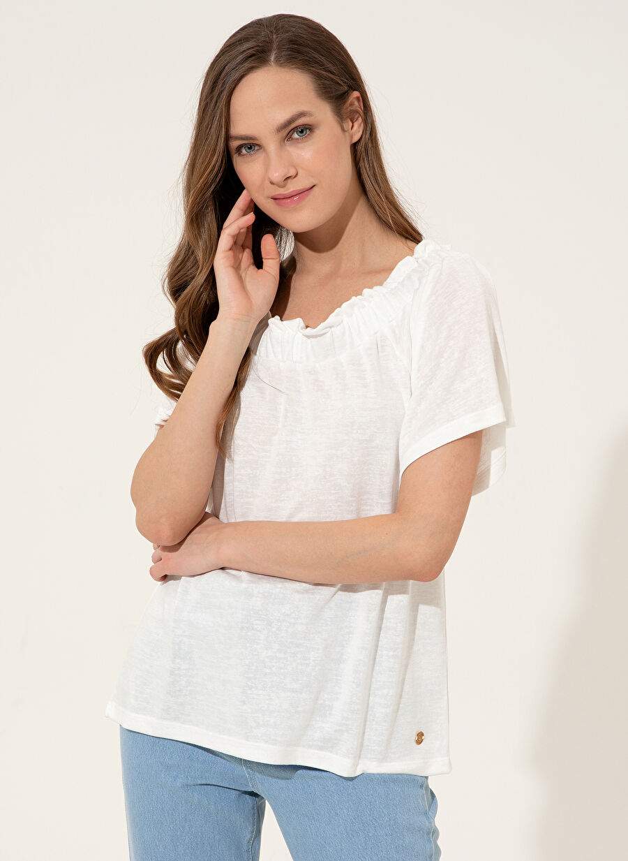 Pierre Cardin Beyaz Kadın Düz T-Shirt HELI — Product image 3 of 4