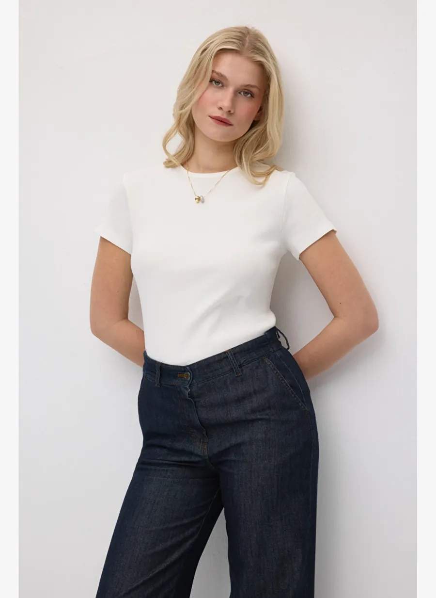 Gusto Bol Paça Tencel Denim Pantolon - Lacivert — صورة المنتج 3 من 6