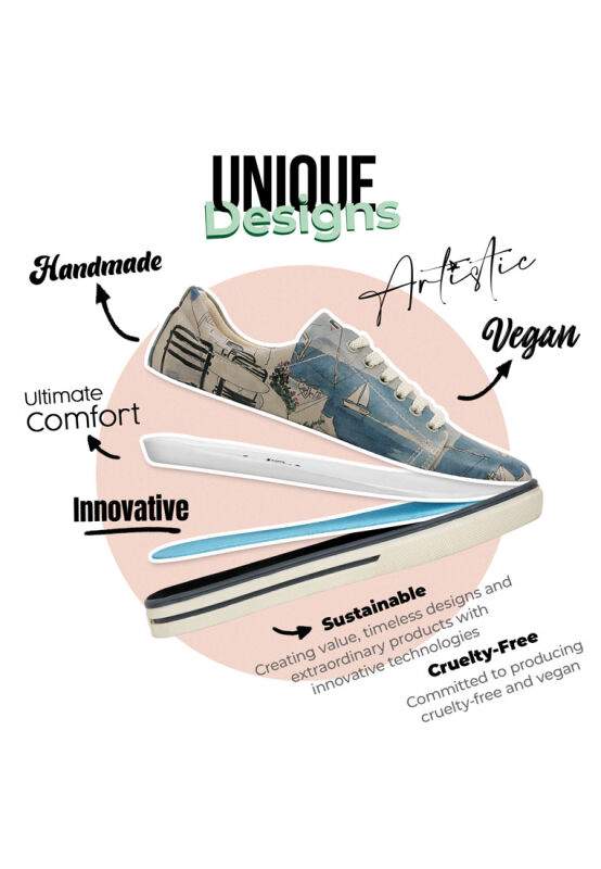 Women Vegan Leather Blue Sneakers - Meet me Halfway Design — صورة المنتج 4 من 7