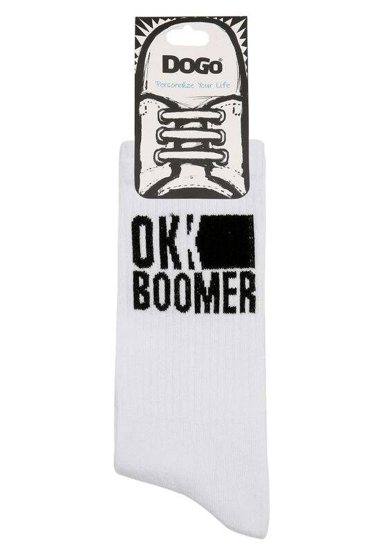 Unisex Vegan White Socks - Ok Boomer Design — Product image 5 of 5