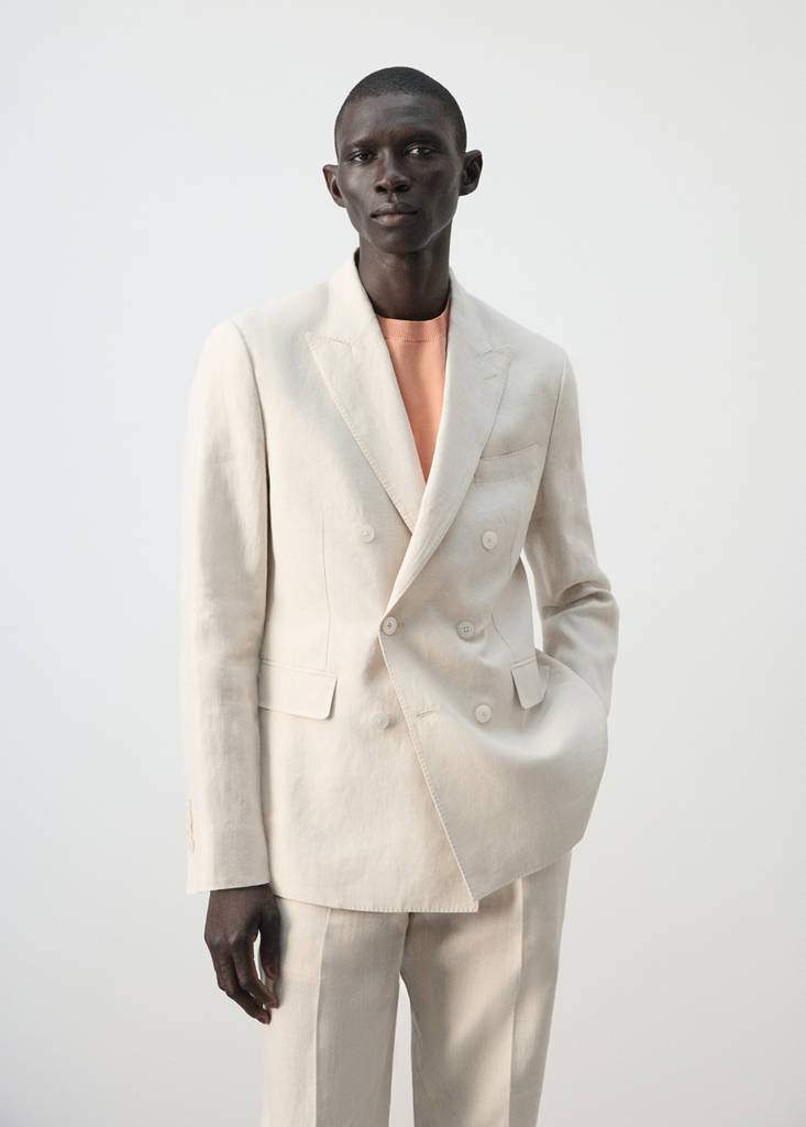 Amalfi 100% linen slim-fit double-breasted suit jacket — Product image 3 of 9