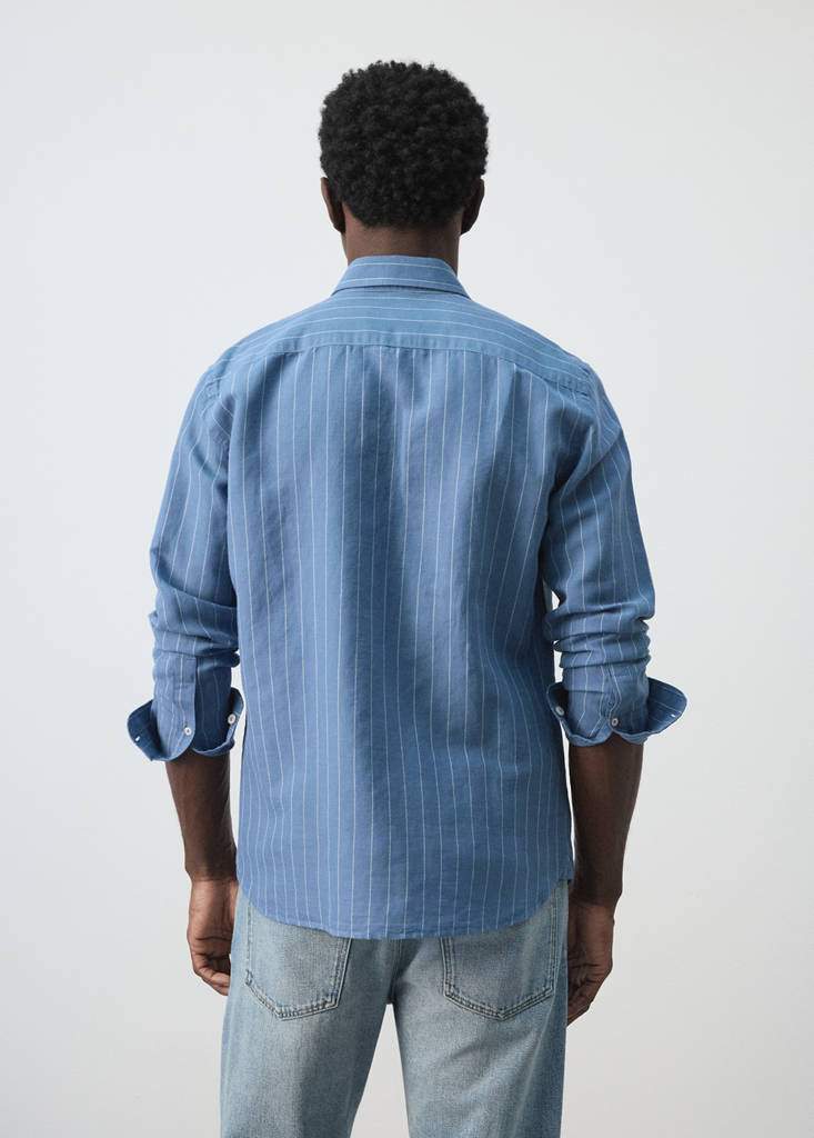 Regular-fit striped cotton-linen shirt — Product image 9 of 26