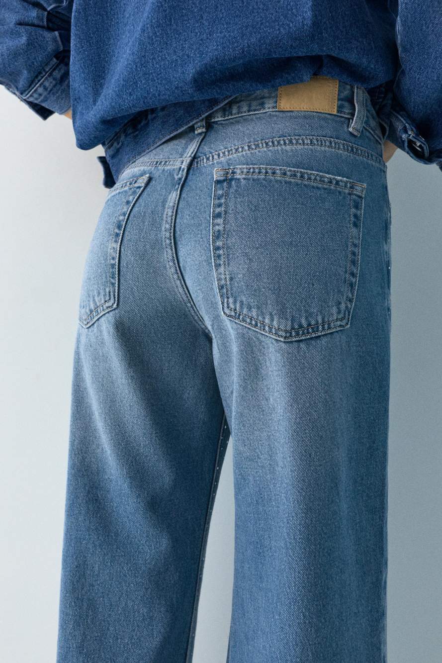 Straight-leg baggy jeans with rhinestones — Product image 31 of 38