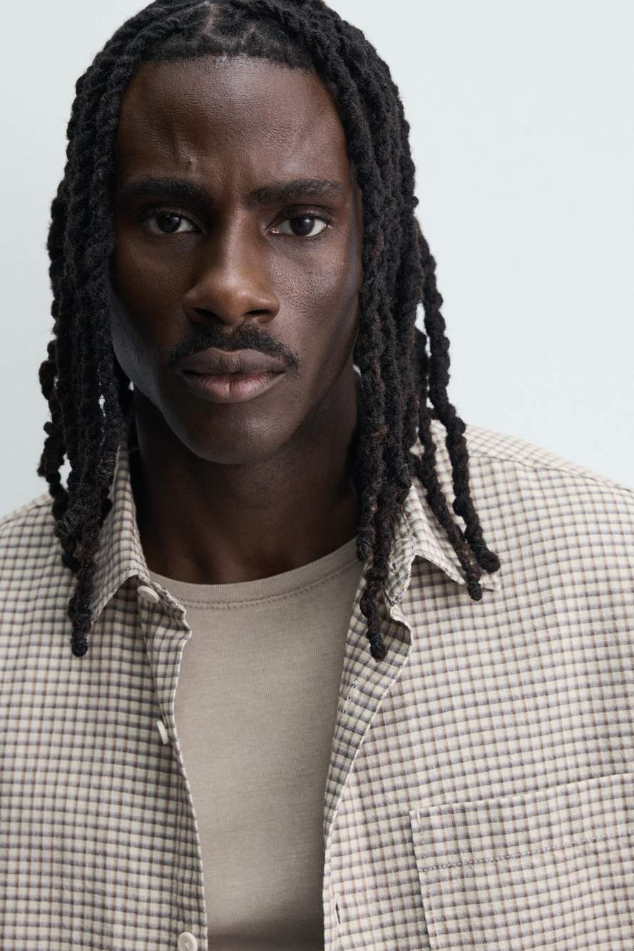 RELAXED FIT CHECKED SLOGAN SHIRT — Product image 4 of 8