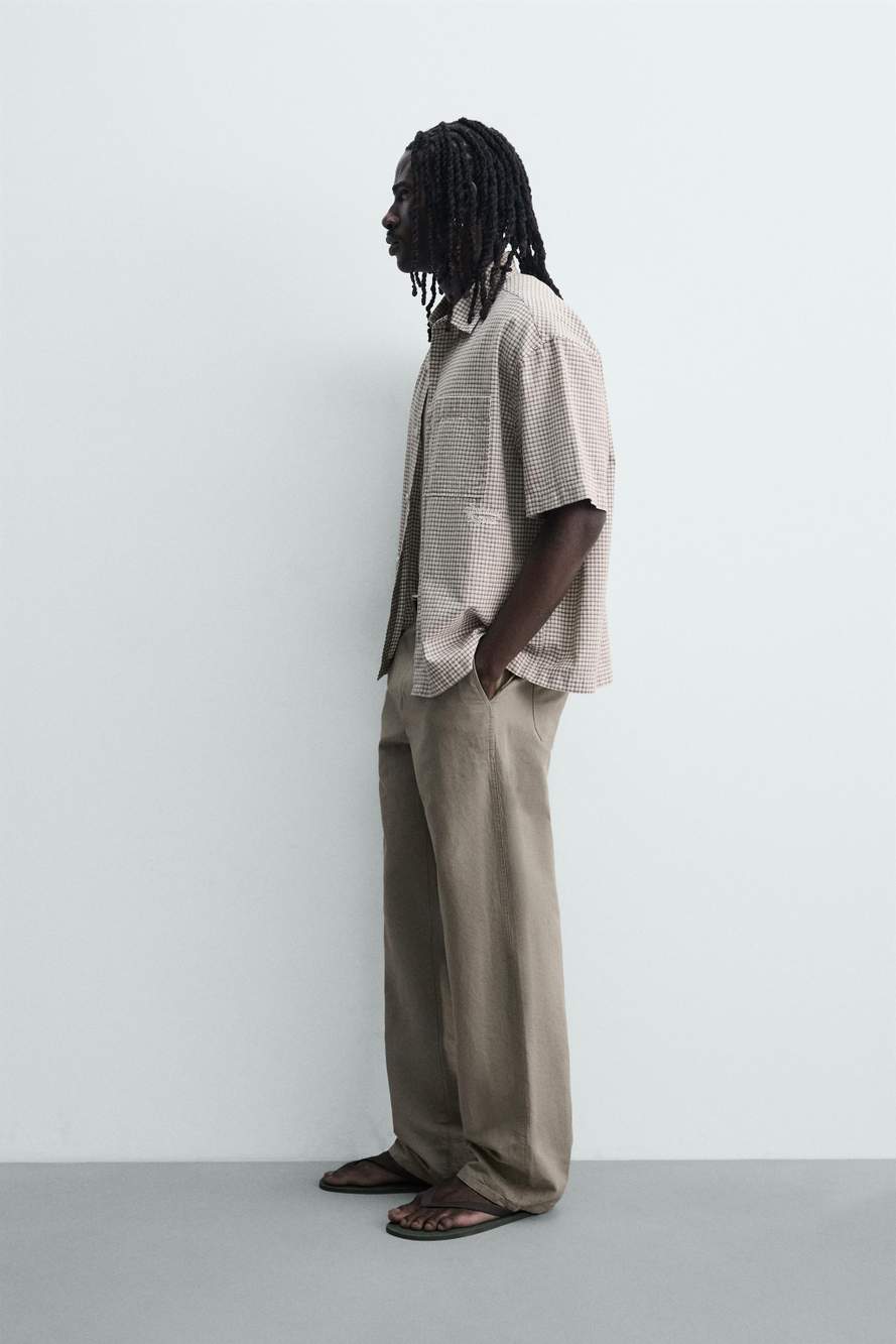 RELAXED FIT CHECKED SLOGAN SHIRT — Product image 3 of 8
