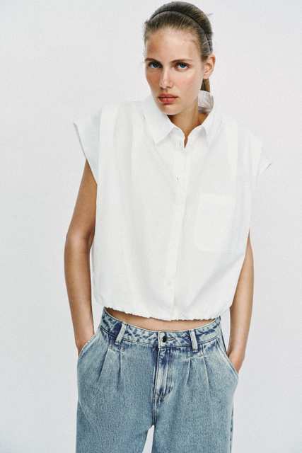 BALLOON CROPPED SHIRT