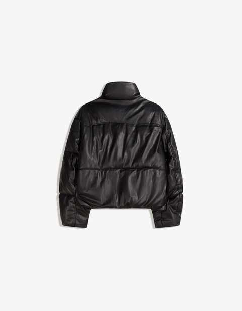 Leather effect puffer jacket