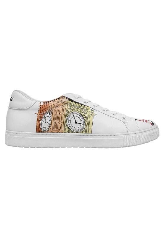 Men Vegan Leather White Sneakers - It's the Time for London Design — Product image 4 of 8