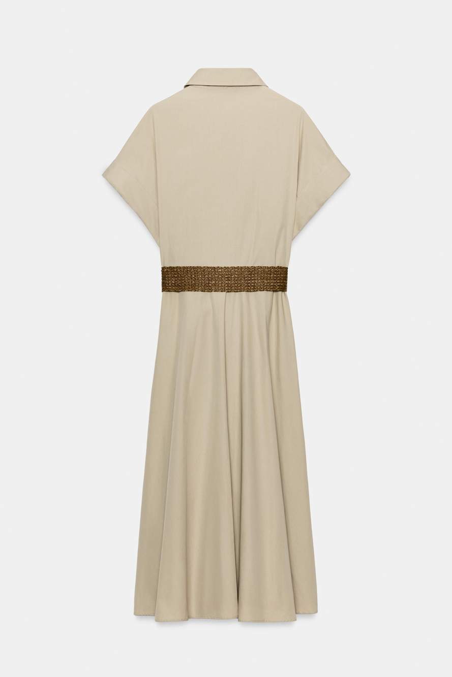 MIDI POPLIN DRESS WITH BELT — Product image 7 of 8