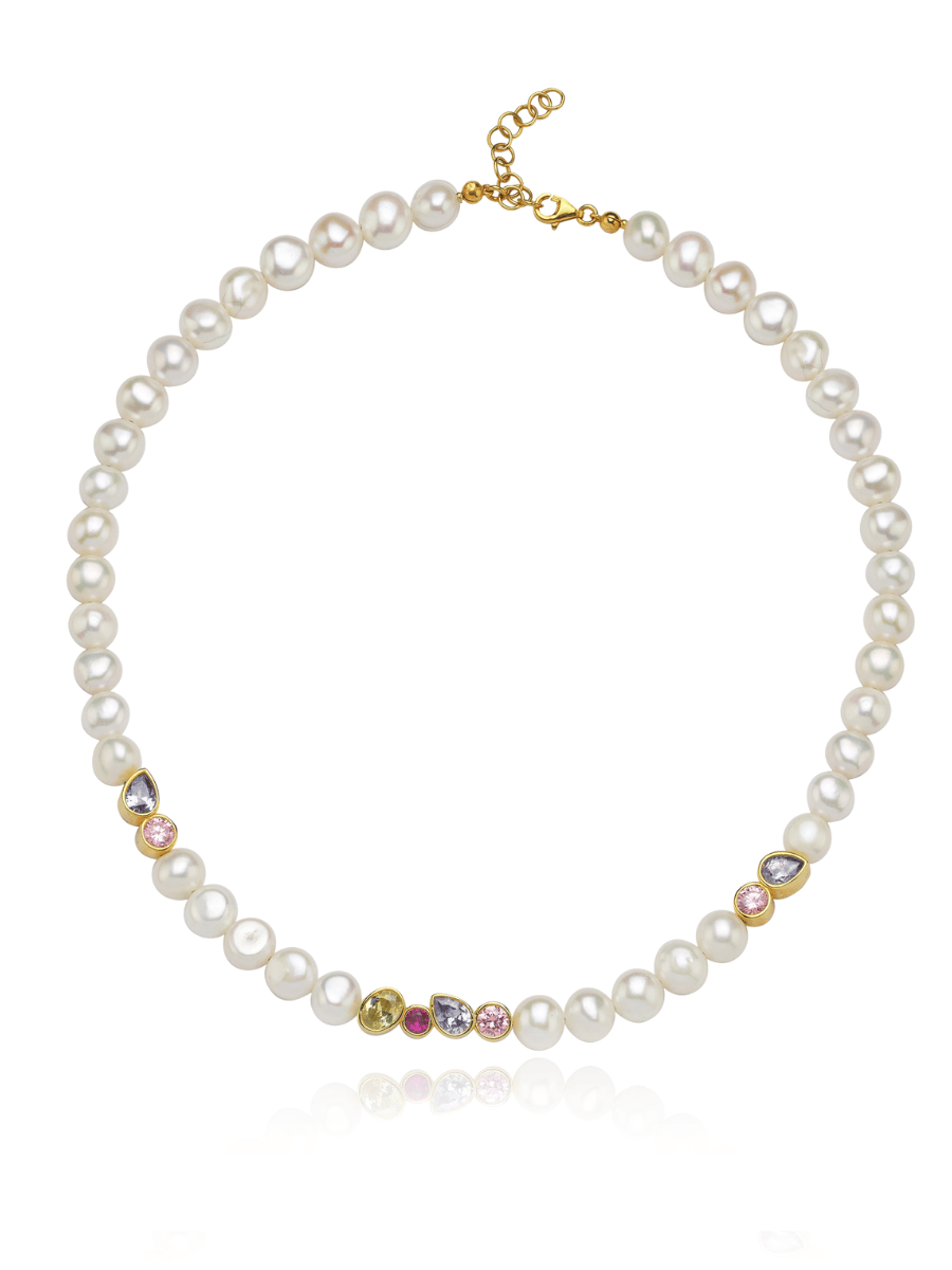 Diana Colorful Stone Pearl Necklace — Product image 3 of 3