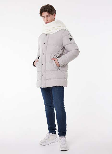Lee Stand Collar Regular Fit Off White Men's Puffer Jacket L222360