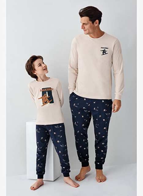 Arnetta Erkek Çocuk Bej Pijama Takımı